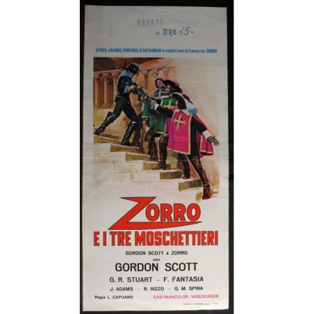 ZORRO E I TRE MOSCHETTIERI - Capuano - Scott, Greci - LOCANDINA ORIGINALE 1963
