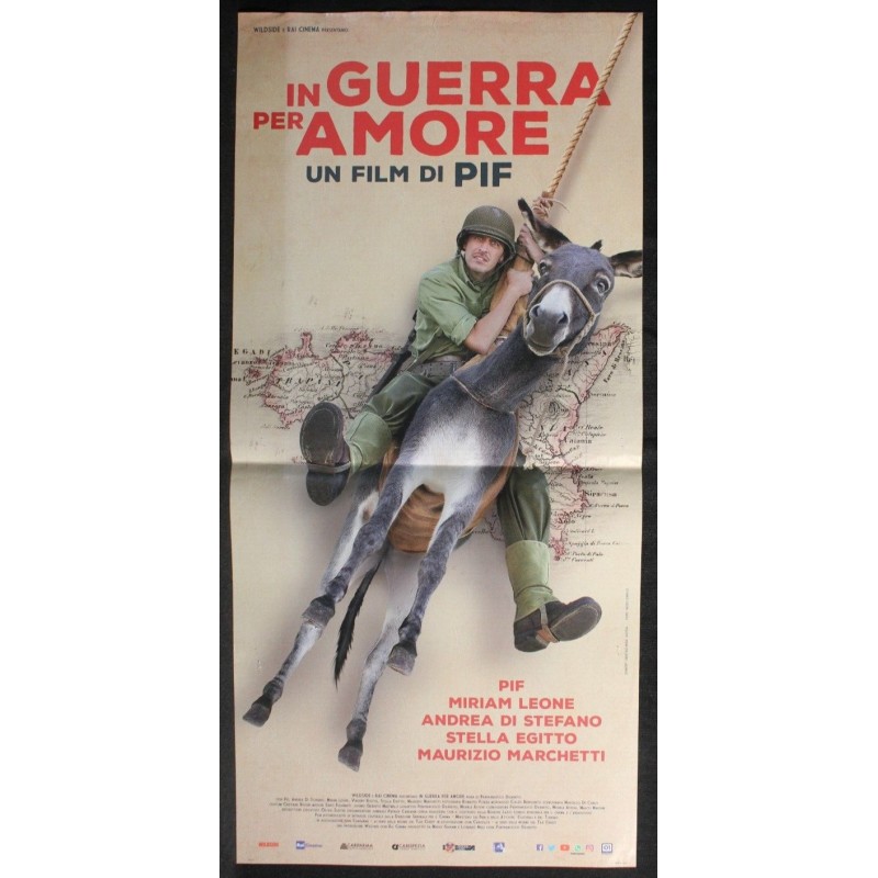 IN GUERRA PER AMORE - Pif - Leone, Di Stefano - LOCANDINA ORIGINALE 2016