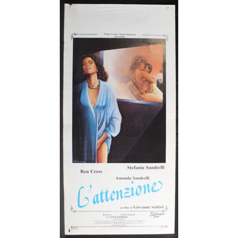 L'ATTENZIONE - Soldati - Cross, Sandrelli - LOCANDINA ORIGINALE 1985