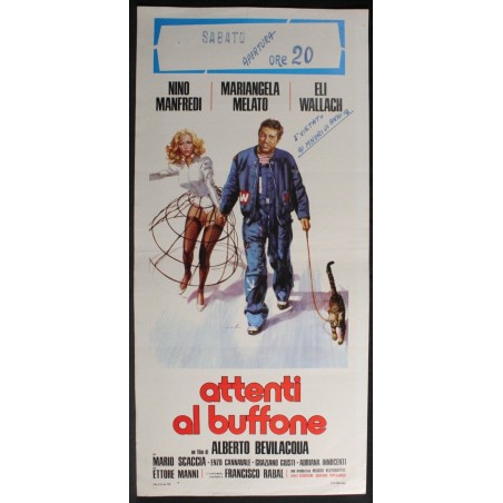 ATTENTI AL BUFFONE - Bevilacqua - Melato, Manfredi - LOCANDINA ORIGINALE 1975