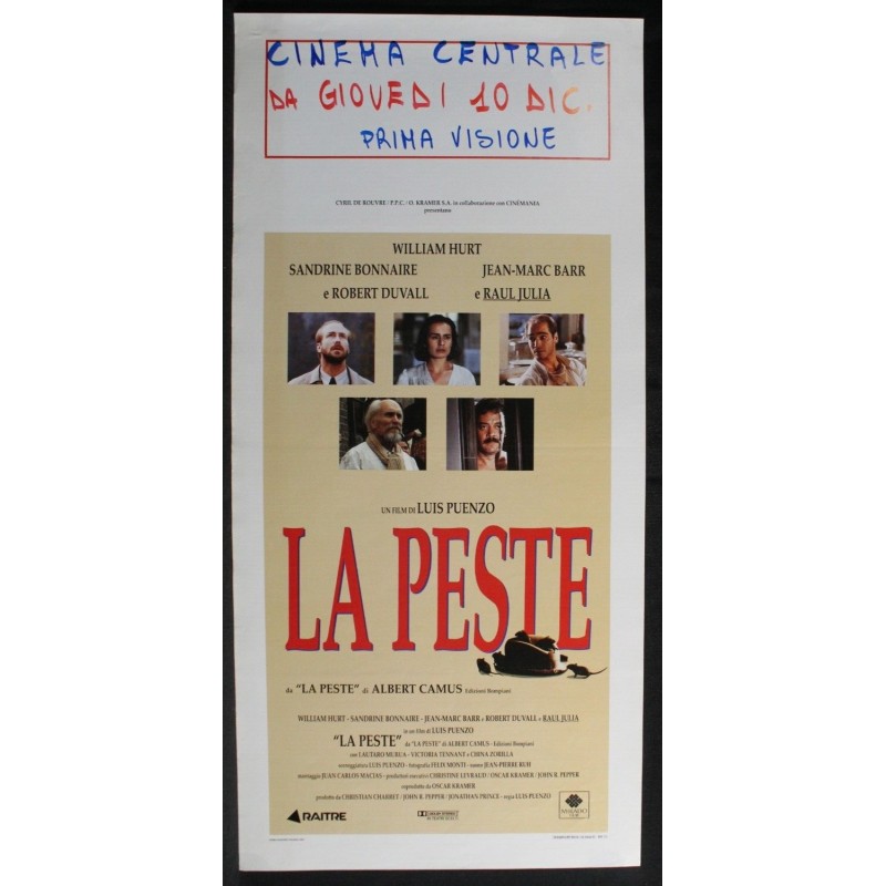LA PESTE - Puenzo - Bonnaire, Hurt - LOCANDINA ORIGINALE 1992