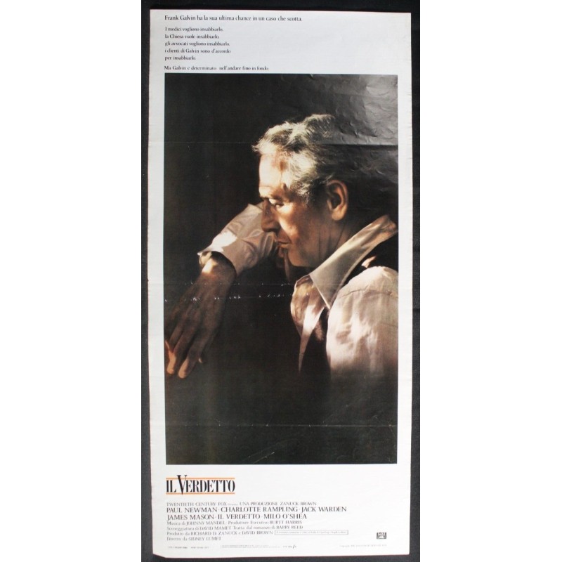 IL VERDETTO - Lumet -Rampling, Newman - LOCANDINA ORIGINALE 1982