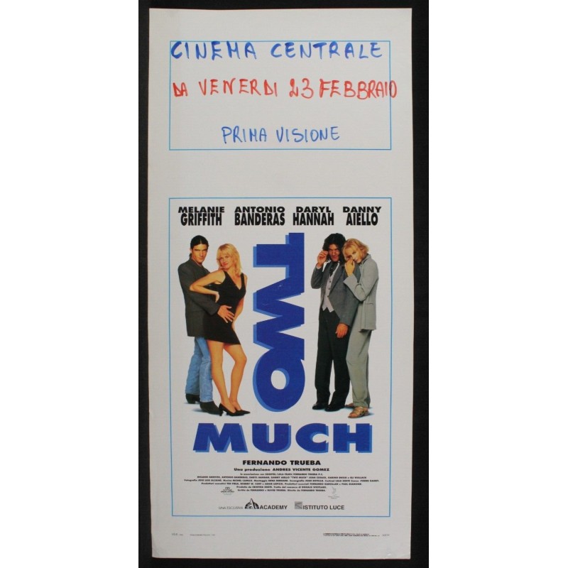 TWO MUCH - Trueba - Griffith, Banderas - LOCANDINA ORIGINALE 1996