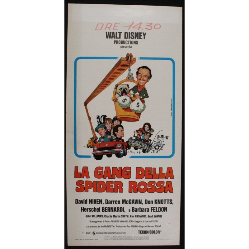 LA GANG DELLA SPIDER ROSSA - Tokar - Niven, McGavin - LOCANDINA ORIGINALE 1976