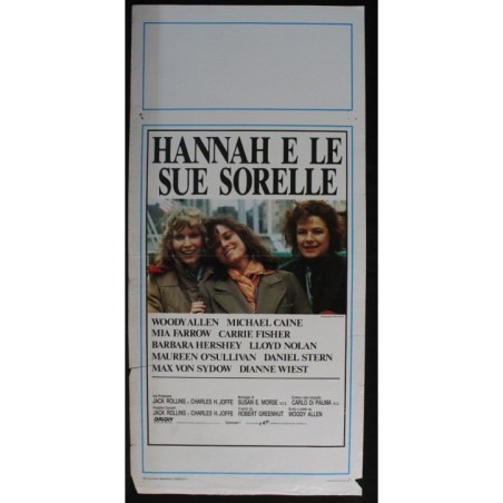 HANNAH E LE SUE SORELLE - Allen - Farrow, Caine - LOCANDINA ORIGINALE 1986