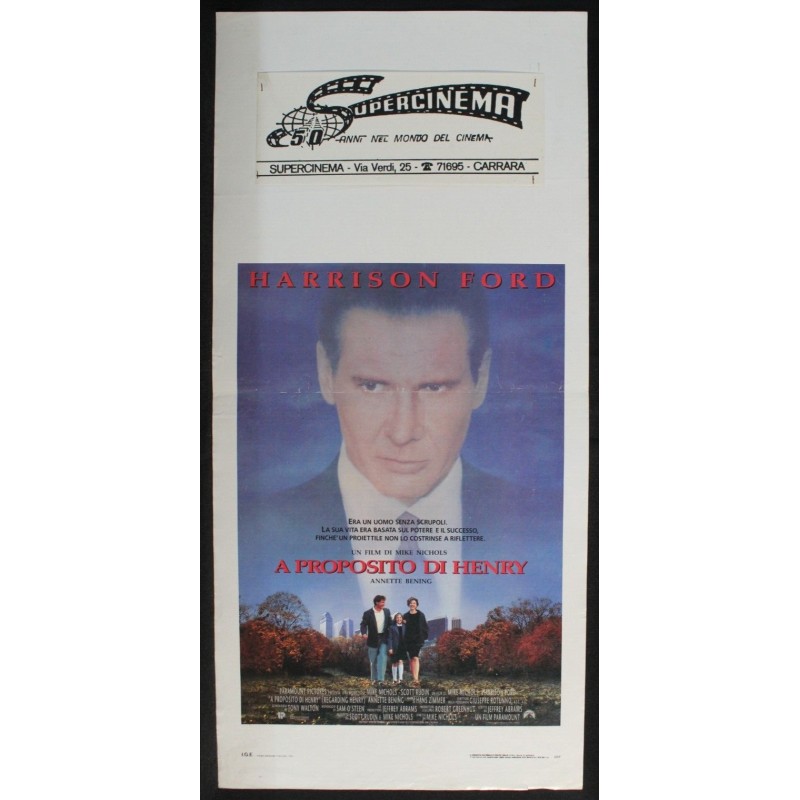 A PROPOSITO DI HENRY - Nichols - Bening, Ford - LOCANDINA ORIGINALE 1991