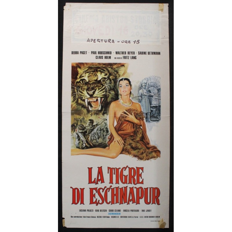 LA TIGRE DI ESCHNAPUR - Lang - Hubschmid, Paget - LOCANDINA ORIGINALE 1959