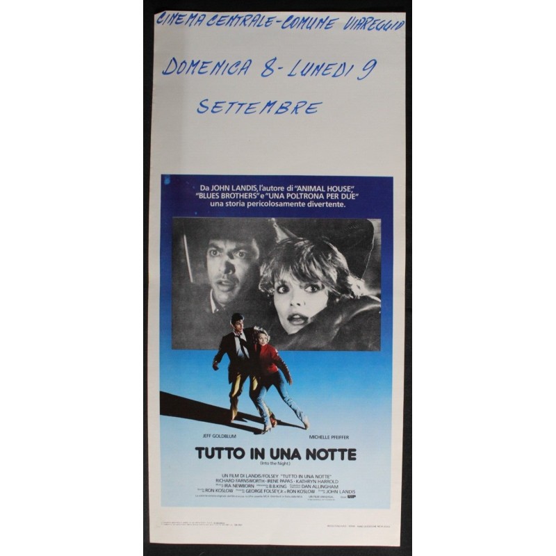 TUTTO IN UNA NOTTE - Landis - Pfeiffer, Goldblum - LOCANDINA ORIGINALE 1985