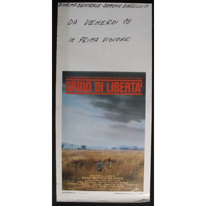 GRIDO DI LIBERTA - Attenborough - Washington, Kline - LOCANDINA ORIGINALE 1987