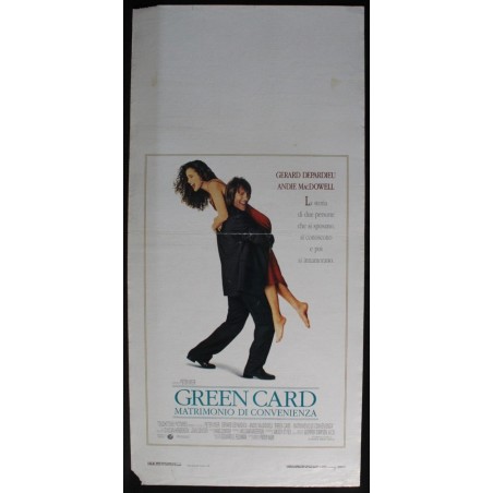 GREEN CARD - Weir - MacDowell, Depardieu - LOCANDINA ORIGINALE 1990
