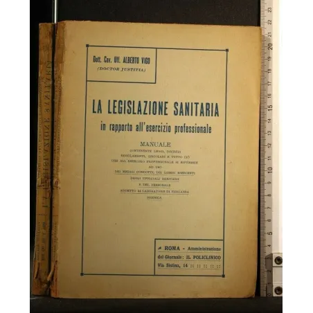 LA LEGISLAZIONE SANITARIA IN RAPPORTO ALL'ESERCIZIO