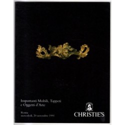 CHRISTIE'S. ROMA. MOBILI, TAPPETI E OGGETTI. CATALOGO ASTA 20 NOVEMBRE 1991.