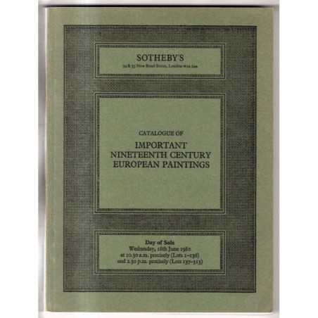 SOTHEBY'S. LONDON. NINETEENTH CENT EUROPEN PAINTINGS. CATALOGO ASTA JUNE 1980.