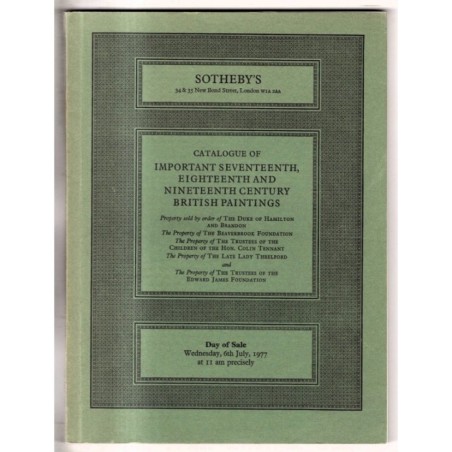 SOTHEBY'S. LONDON. XVII XVIII XIX CENT PAINTINGS. CATALOGO ASTA 6 JULY 1977.