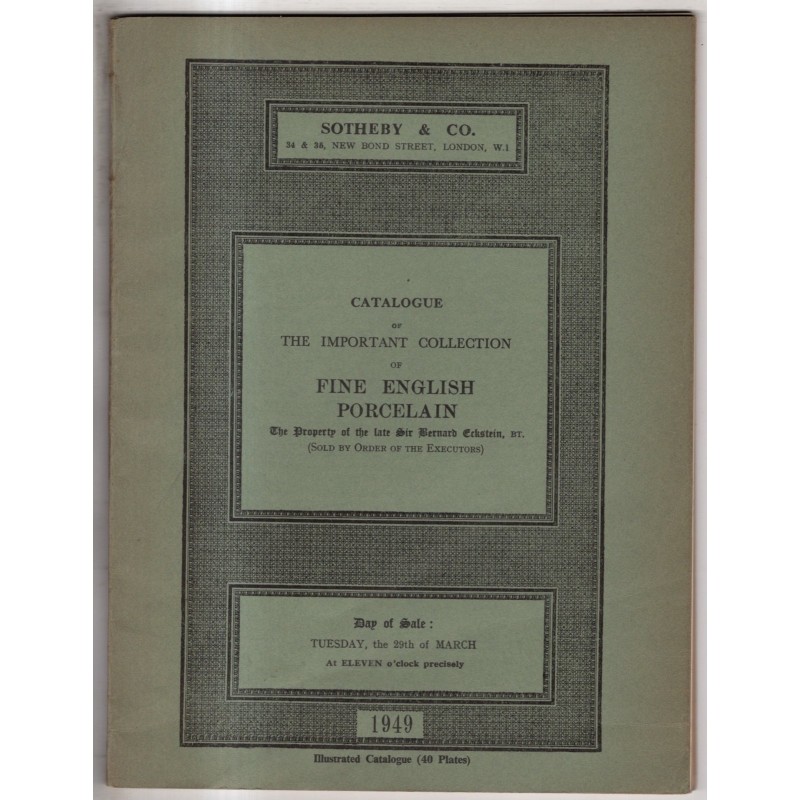 SOTHEBY'S. LONDON. FINE ENGLISH PORCELAIN. CATALOGO ASTA 29 MARCH 1949.