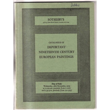 SOTHEBY'S. LONDON. XIX CENT EURPOPEAN PAINTINGS. CATALOGO ASTA 28 NOV 1979.
