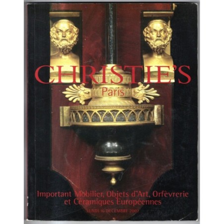 CHRISTIE'S. PARIS. MOBILIER EUROPEENNES. CATALOGO ASTA 16 DECEMBRE 2002.