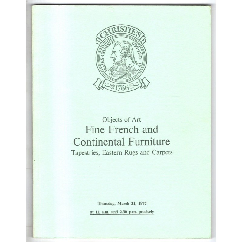 CHRISTIE'S. LONDON. FINE FRENCH FURNITURE. CATALOGO ASTA 31 MARCH 1977.