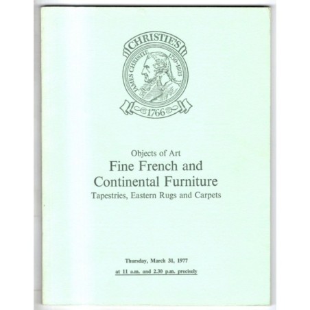 CHRISTIE'S. LONDON. FINE FRENCH FURNITURE. CATALOGO ASTA 31 MARCH 1977.