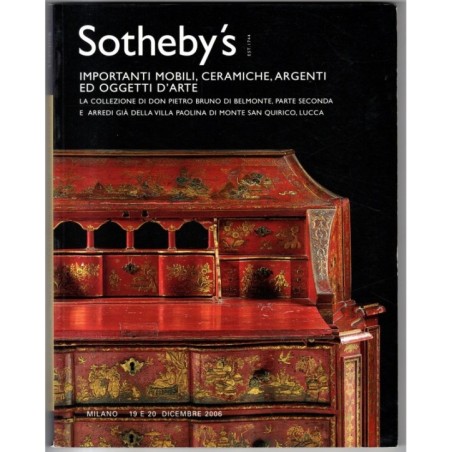 SOTHEBY'S. MILANO. MOBILI CERAMICHE ARGENTI. CATALOGO ASTA 19-20 DIC 2006.