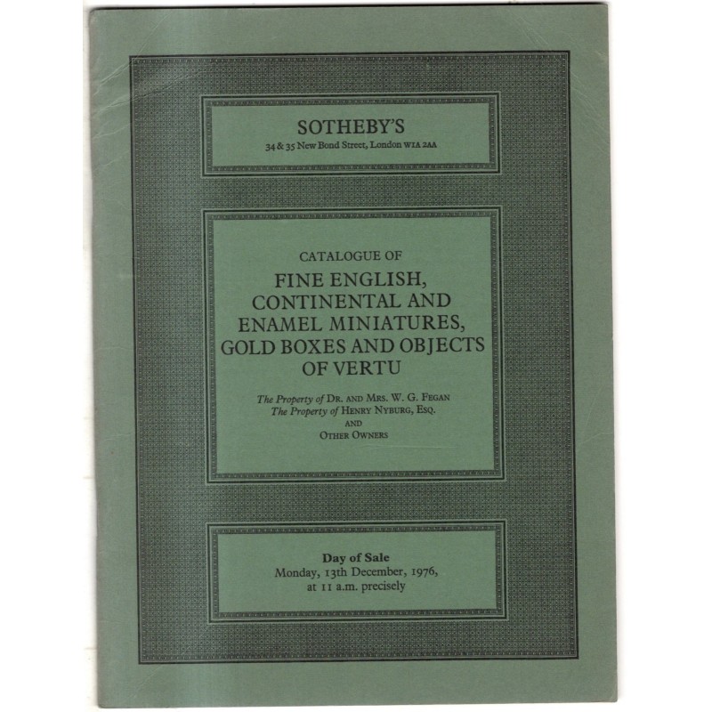 SOTHEBY'S. LONDON. ENGLISH CONTINENTAL ENAMEL MINIATURES. CATALOGO ASTA 1976.