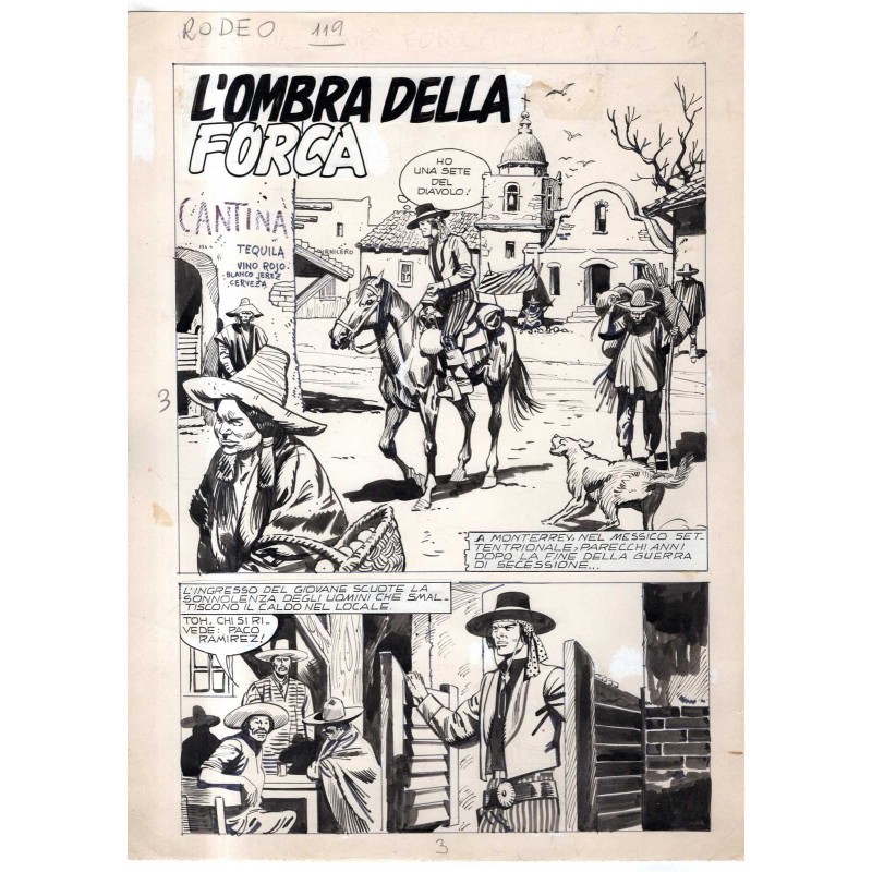 Rodeo - L'ombra della forca - p.tit - Renato Polese - Tavola Originale  - 1977