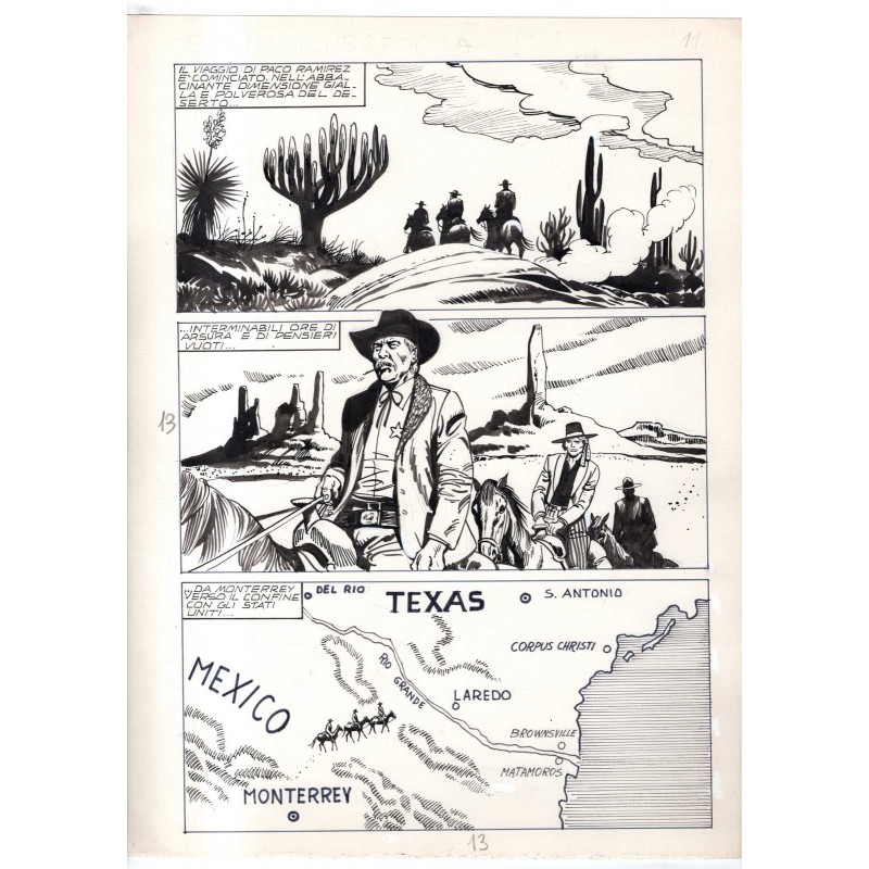 Rodeo - L'ombra della forca - p.13 - Renato Polese - Tavola Originale  - 1977