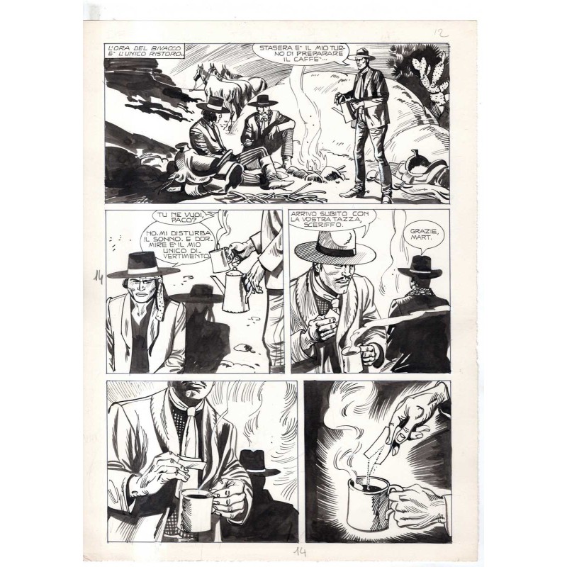 Rodeo - L'ombra della forca - p.14 - Renato Polese - Tavola Originale  - 1977