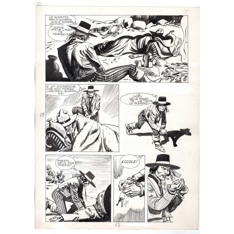 Rodeo - L'ombra della forca - p.17 - Renato Polese - Tavola Originale  - 1977