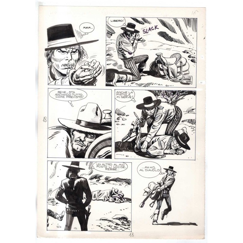 Rodeo - L'ombra della forca - p.18 - Renato Polese - Tavola Originale  - 1977