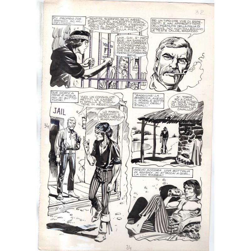 Rodeo - L'ombra della forca - p.34 - Renato Polese - Tavola Originale  - 1977