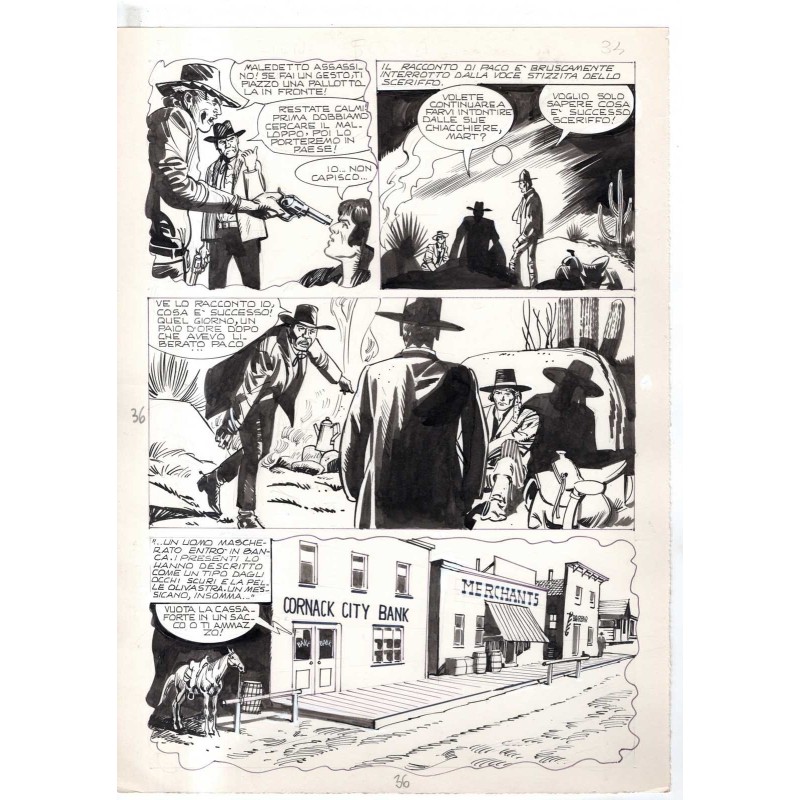 Rodeo - L'ombra della forca - p.36 - Renato Polese - Tavola Originale  - 1977