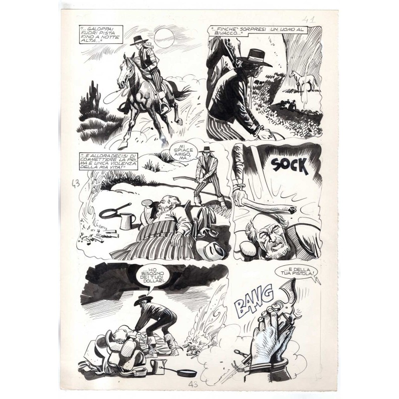 Rodeo - L'ombra della forca - p.43 - Renato Polese - Tavola Originale  - 1977