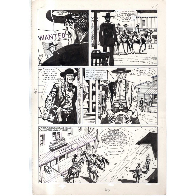Rodeo - L'ombra della forca - p.46 - Renato Polese - Tavola Originale  - 1977