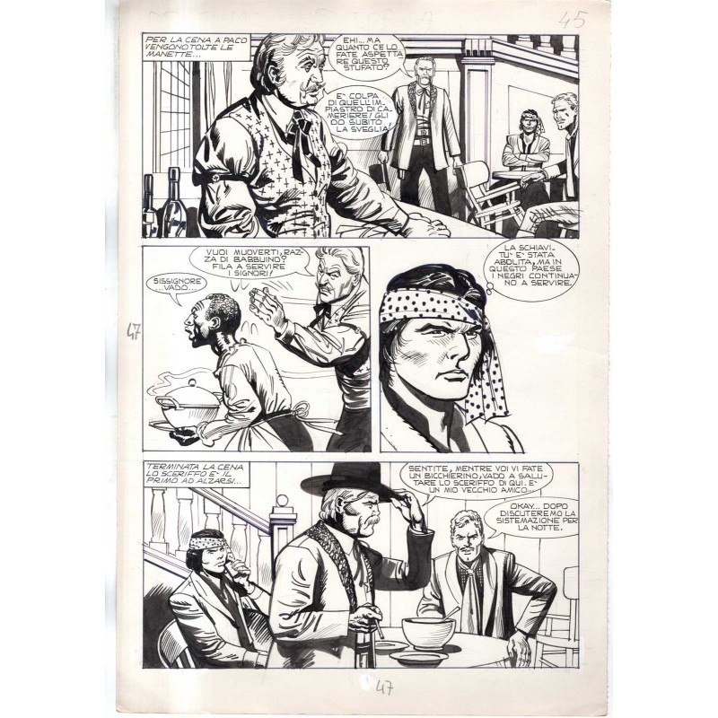 Rodeo - L'ombra della forca - p.47 - Renato Polese - Tavola Originale  - 1977