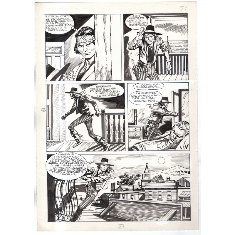 Rodeo - L'ombra della forca - p.53 - Renato Polese - Tavola Originale  - 1977
