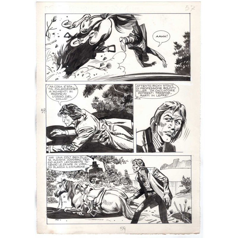 Rodeo - L'ombra della forca - p.59 - Renato Polese - Tavola Originale  - 1977
