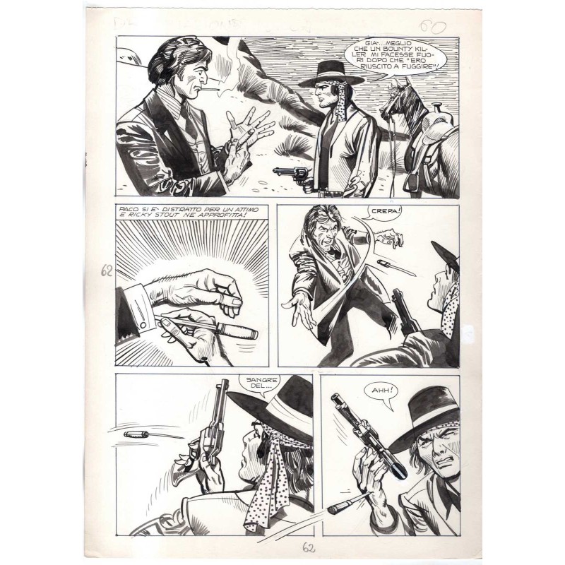 Rodeo - L'ombra della forca - p.62 - Renato Polese - Tavola Originale  - 1977