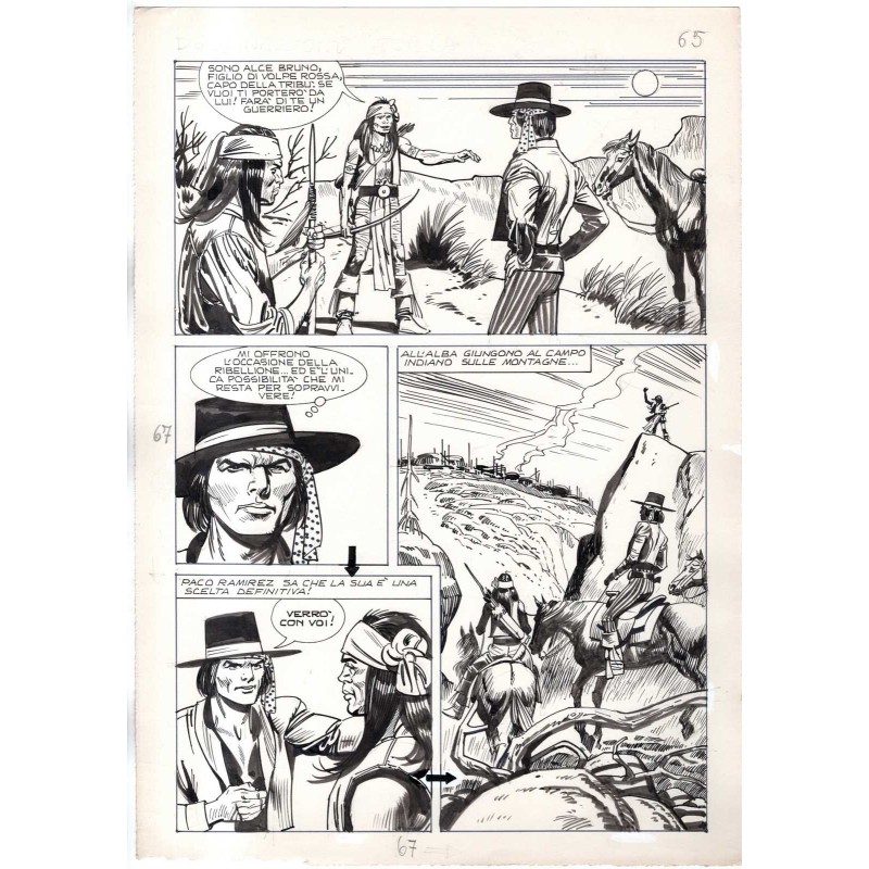 Rodeo - L'ombra della forca - p.67 - Renato Polese - Tavola Originale  - 1977