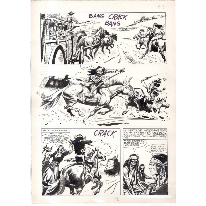 Rodeo - L'ombra della forca - p.71 - Renato Polese - Tavola Originale  - 1977