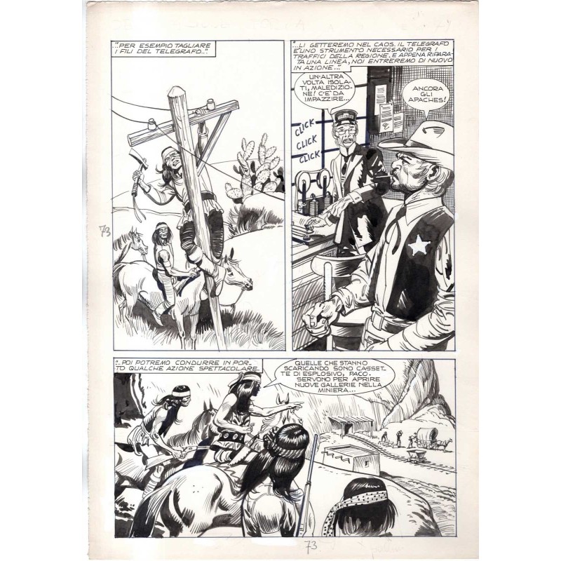 Rodeo - L'ombra della forca - p.73 - Renato Polese - Tavola Originale  - 1977