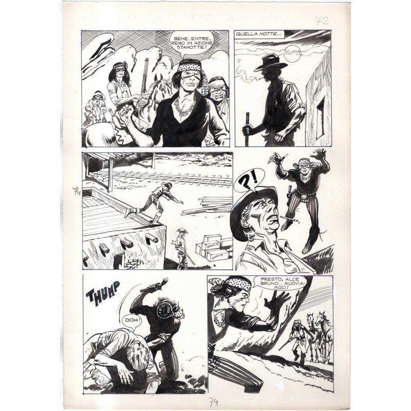 Rodeo - L'ombra della forca - p.74 - Renato Polese - Tavola Originale  - 1977