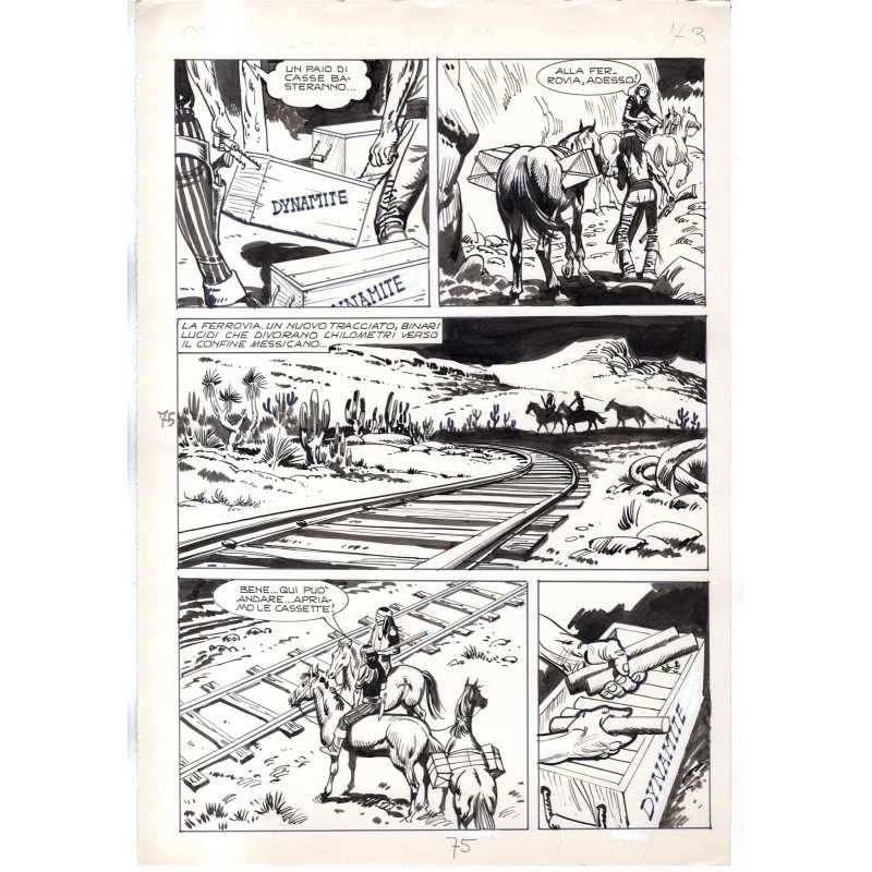Rodeo - L'ombra della forca - p.75 - Renato Polese - Tavola Originale  - 1977