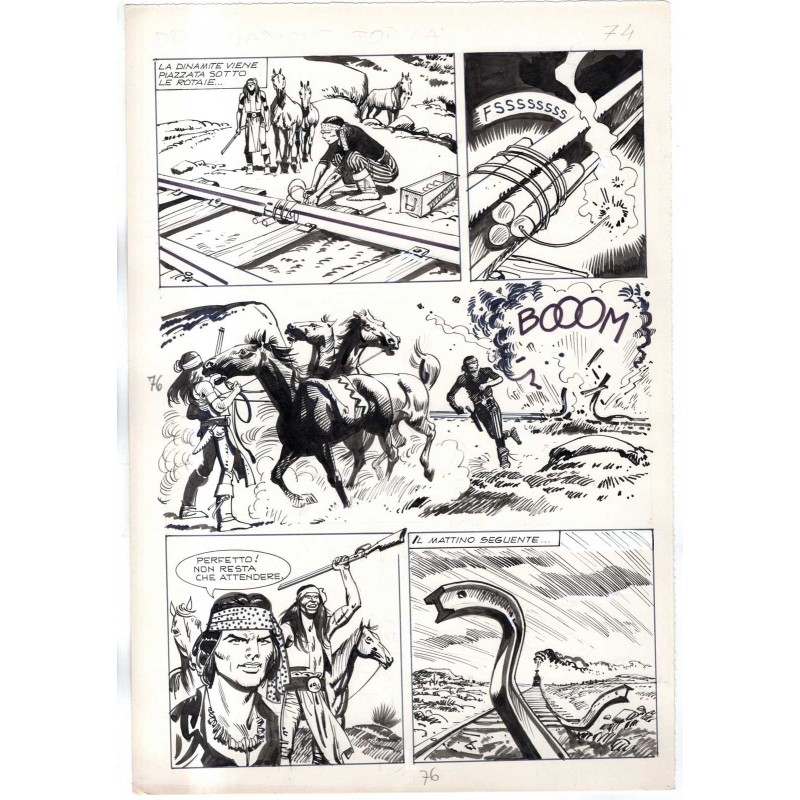 Rodeo - L'ombra della forca - p.76 - Renato Polese - Tavola Originale  - 1977