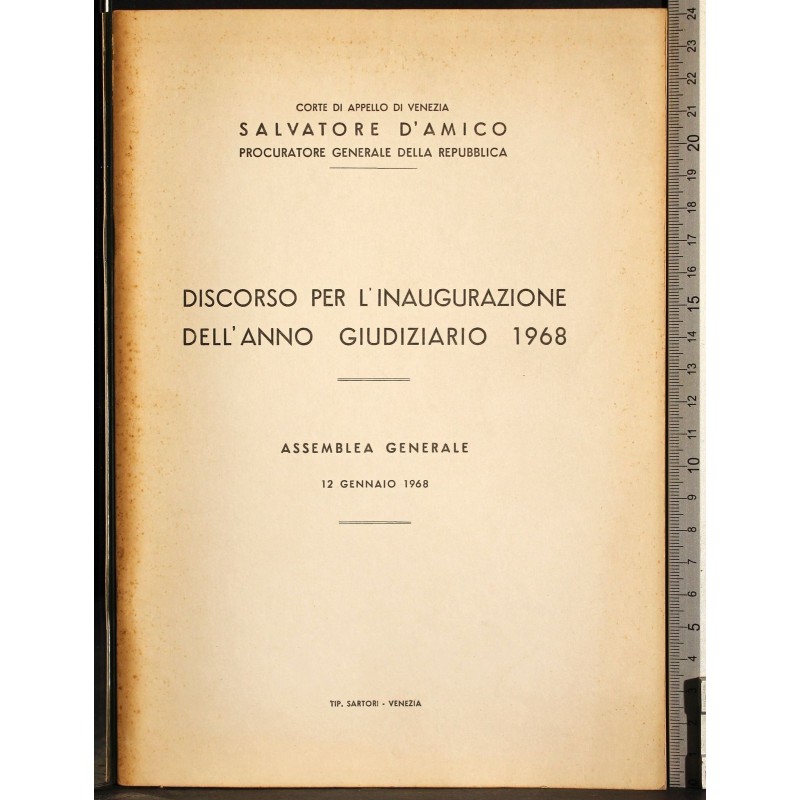 Discorso per l'inaugarazione dell'anno giudiziario 1968