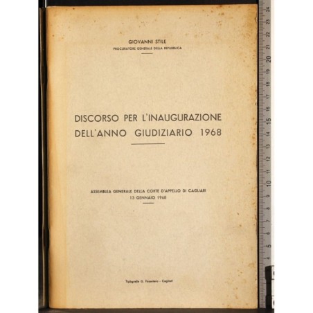 Discorso per l'inaugarazione dell'anno giudiziario 1968