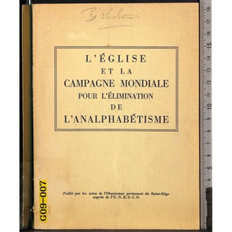 L'eglise et campagne mondiale elimination analphabetisme