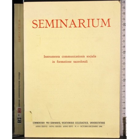 Seminarium. Anno XXXVII-Nova series: Anno XXVI - N 4 1986