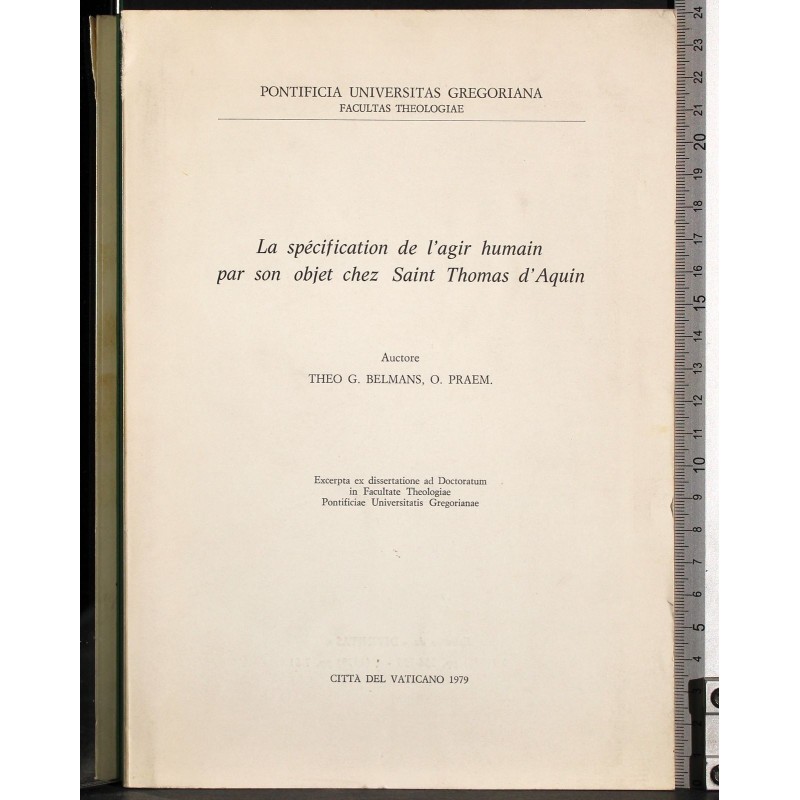 La specification agir humain objet chez Saint Thomas d'Aquin