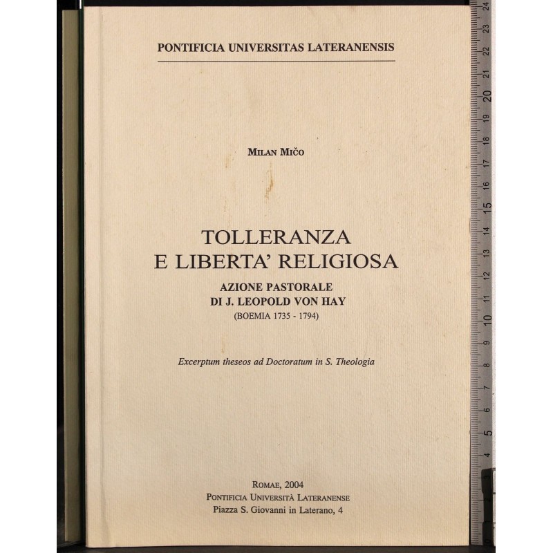 Tolleranza e libertà religiosa